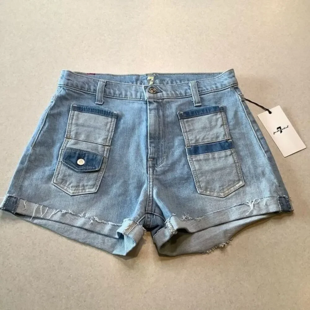 7 For All Mankind Jean Shorts 28‎ Patch Pocket NWT